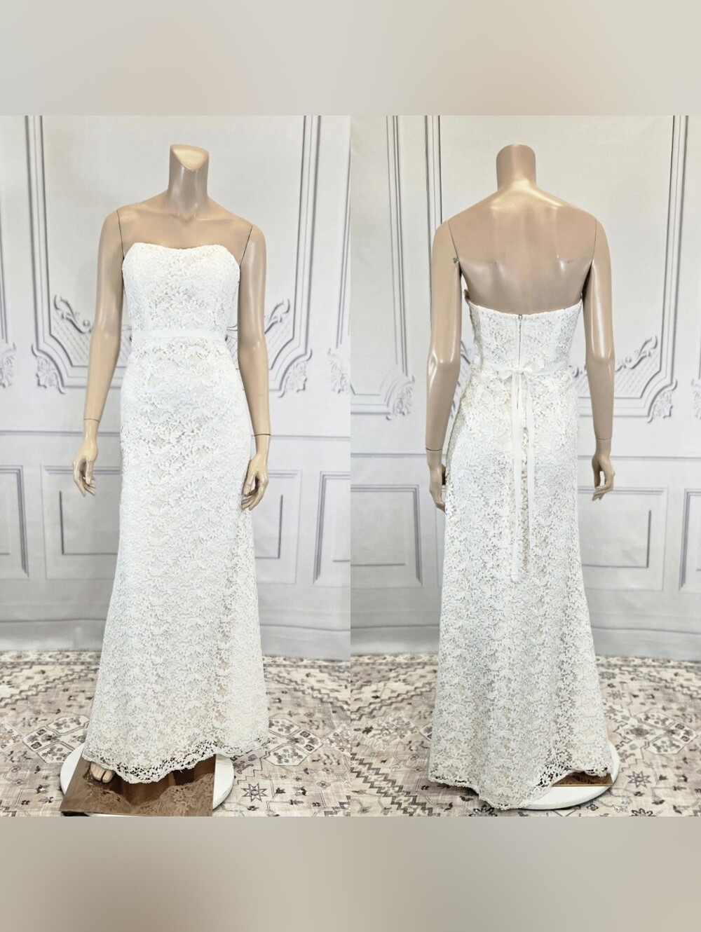Galina Style WG3885 Ivory Guipure Lace Sheath Country Vibe Wedding dress sz 10